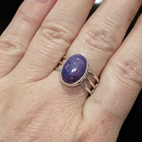 Purple Copper Turquoise, 925 Silver Ring, Size 9.5 - Picture 7 of 7